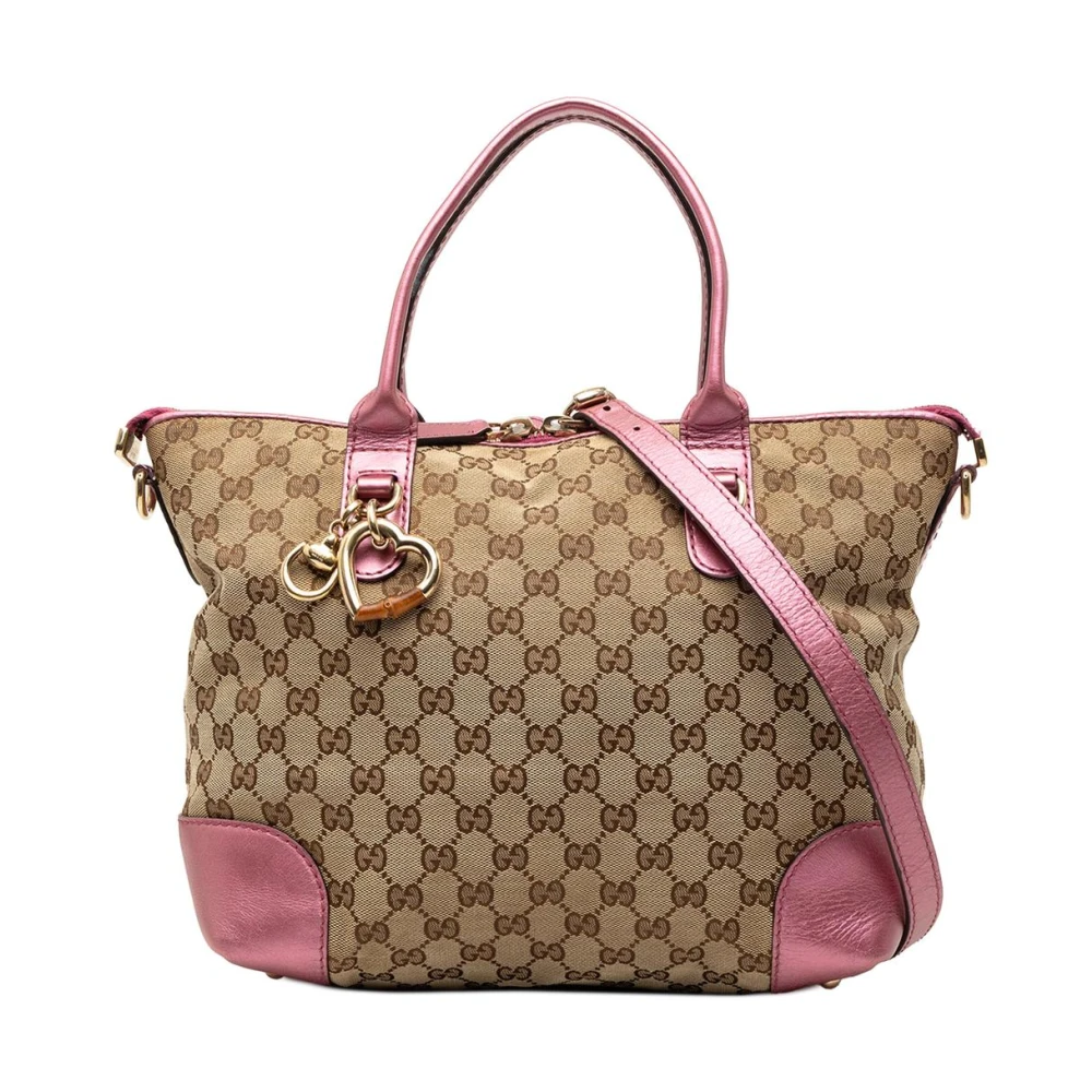 Gucci Vintage Women's Brown Pre-Owned Vintage Monogram Canvas And Leather Trim Satchel