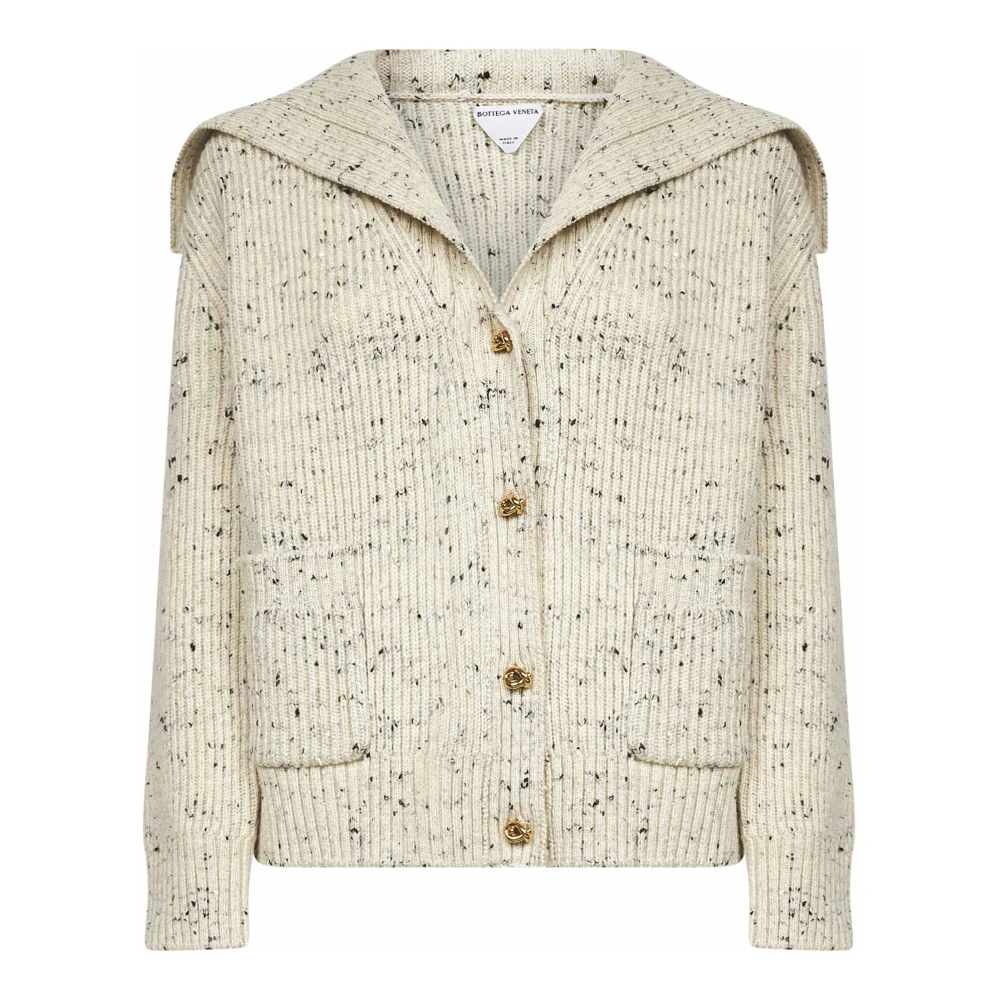Bottega Veneta Women's Gray Gold Knot Button Jumper Dove - Cardigans - M - Knitwear