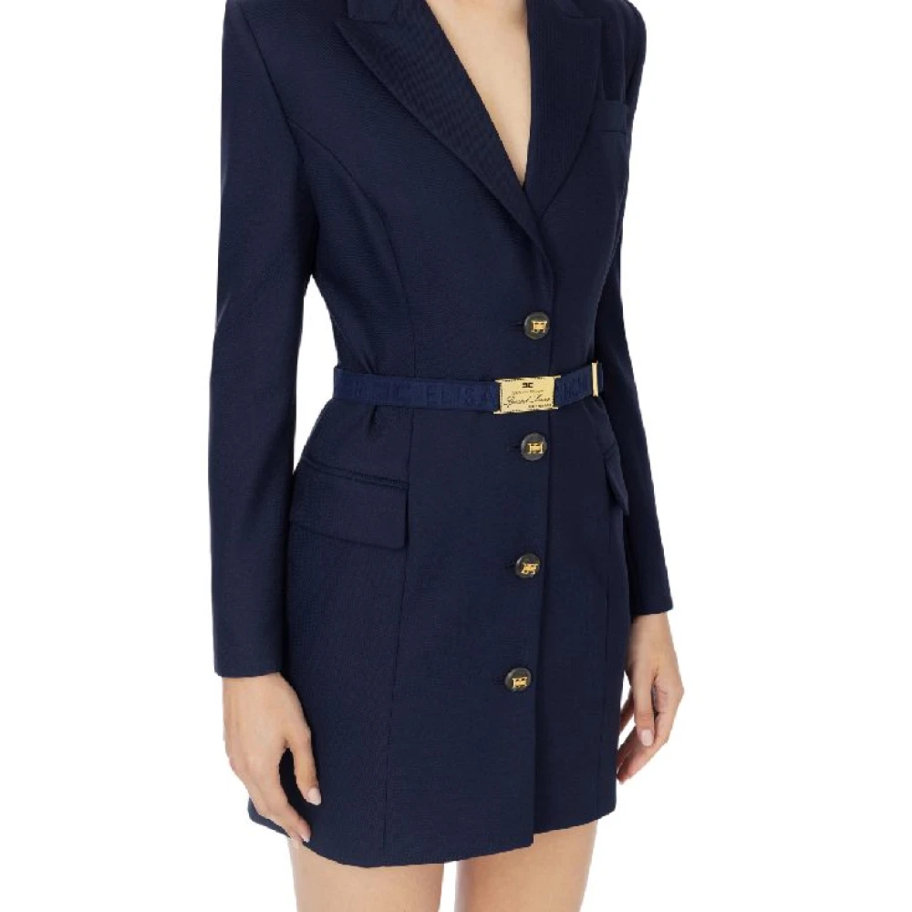 Elisabetta Franchi Wollen jas met riem Blue Dames