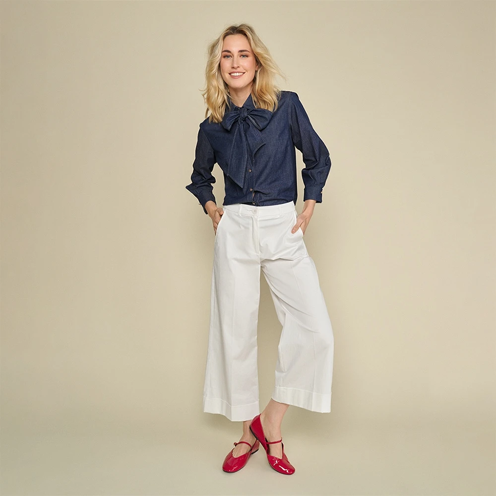 Marie Méro Witte Wijde Poplin Broek White Dames