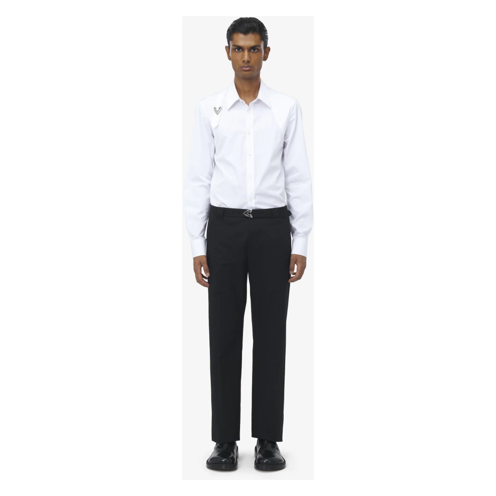 alexander mcqueen Zwarte katoenen broek met pijlgesp Black Heren