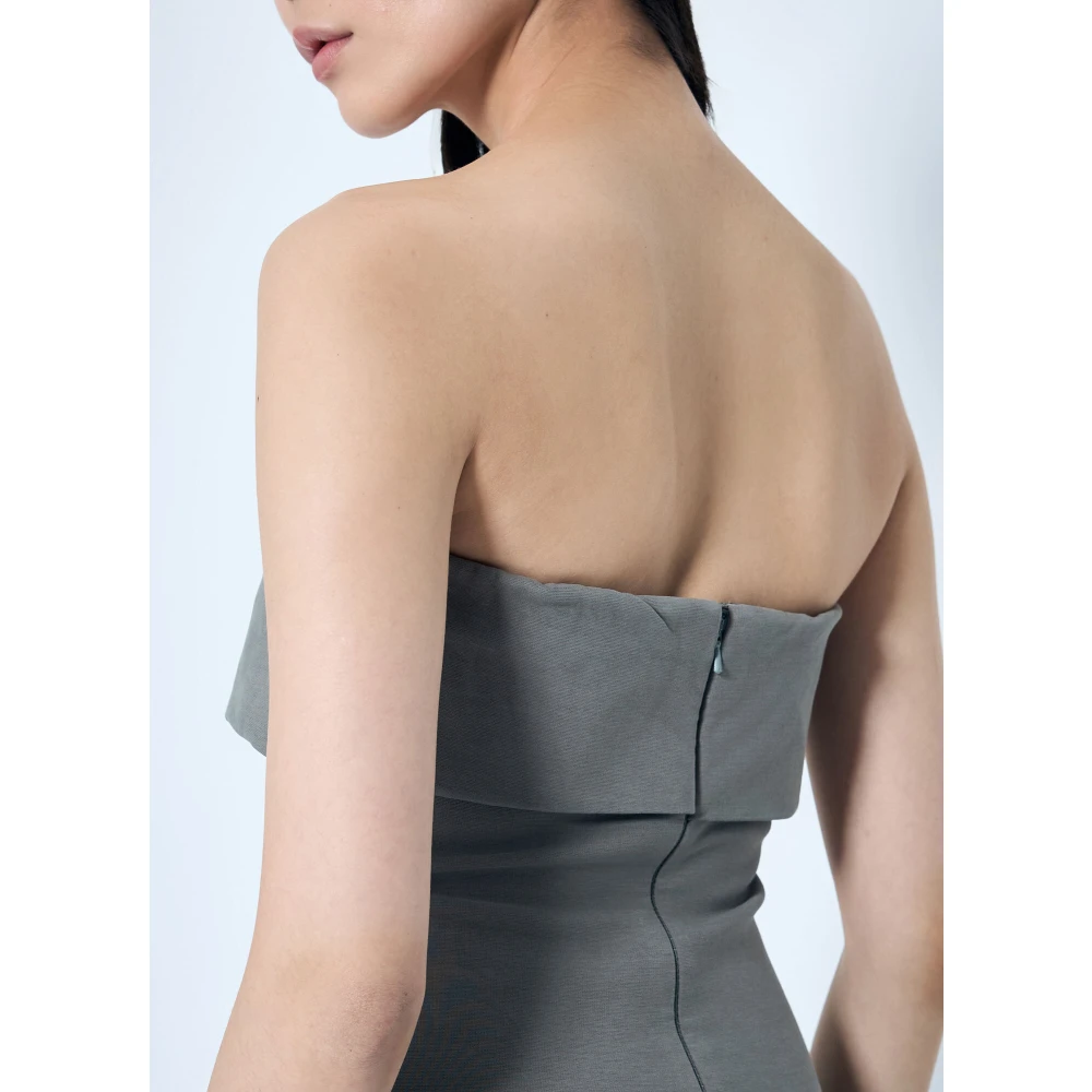 Entire Studios Stretch Bandeau Top met Rits Sluiting Gray Dames