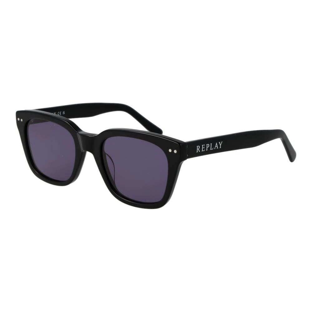 Replay Unisex Black Square Plastic Sunglasses
