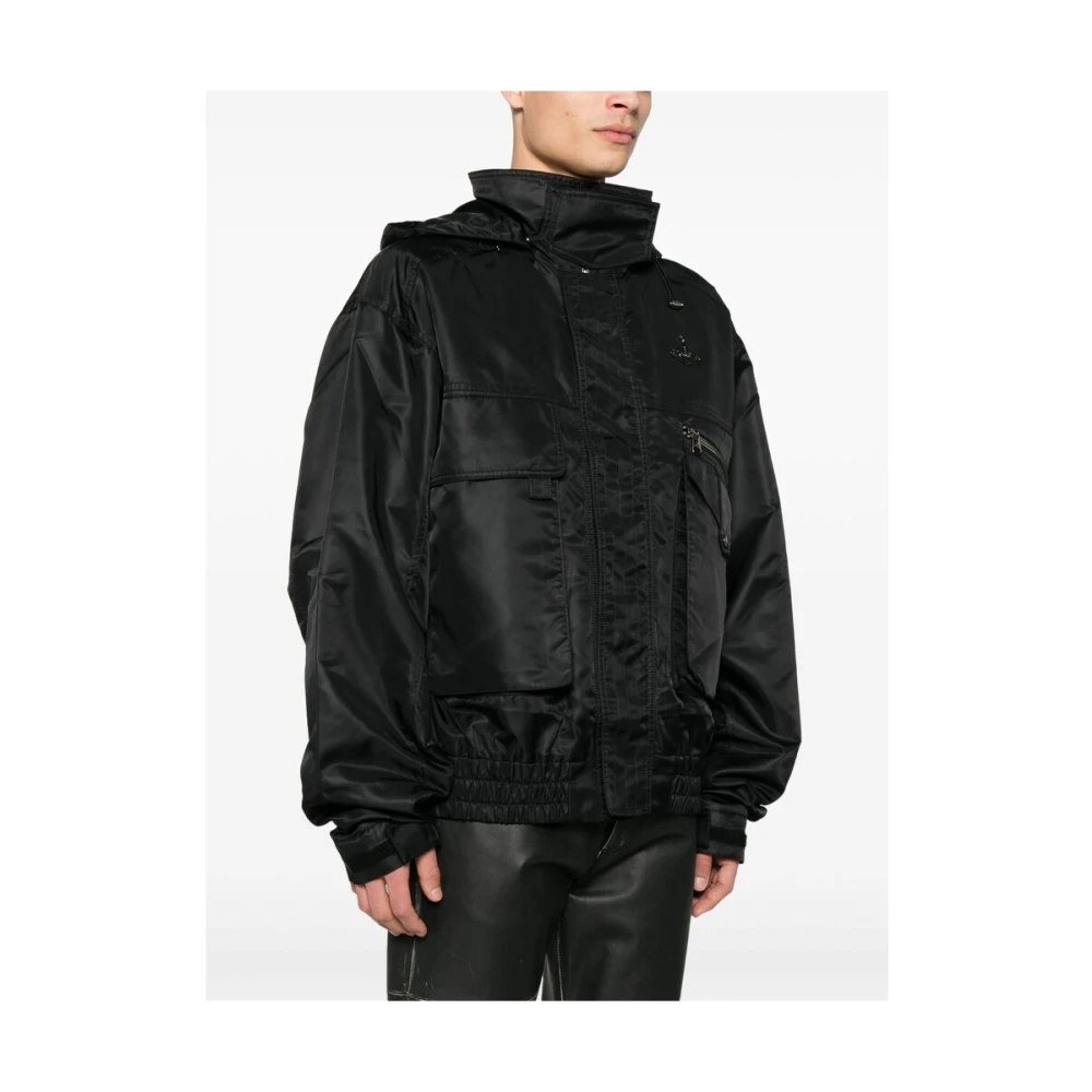 Vivienne Westwood Zwart Hooded Buitenkleding met Verborgen Rits Black Heren