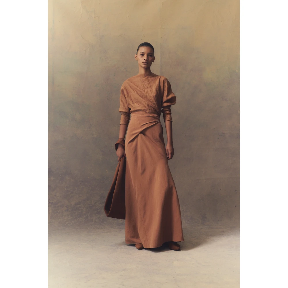 Cortana Tanami lange linnen en zijden terracotta rok Brown Dames