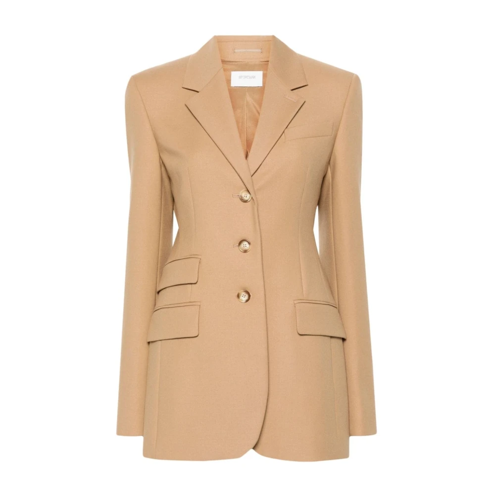 SPORTMAX Beige Wollen Blend Jas met Dart Detailering Beige Dames