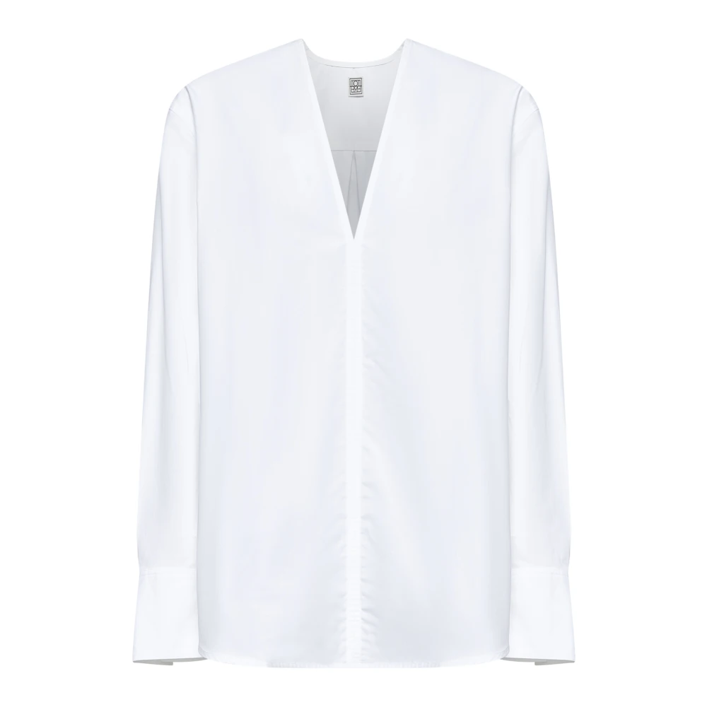 TotêMe Witte V-hals Shirt met Lange Mouwen White Dames