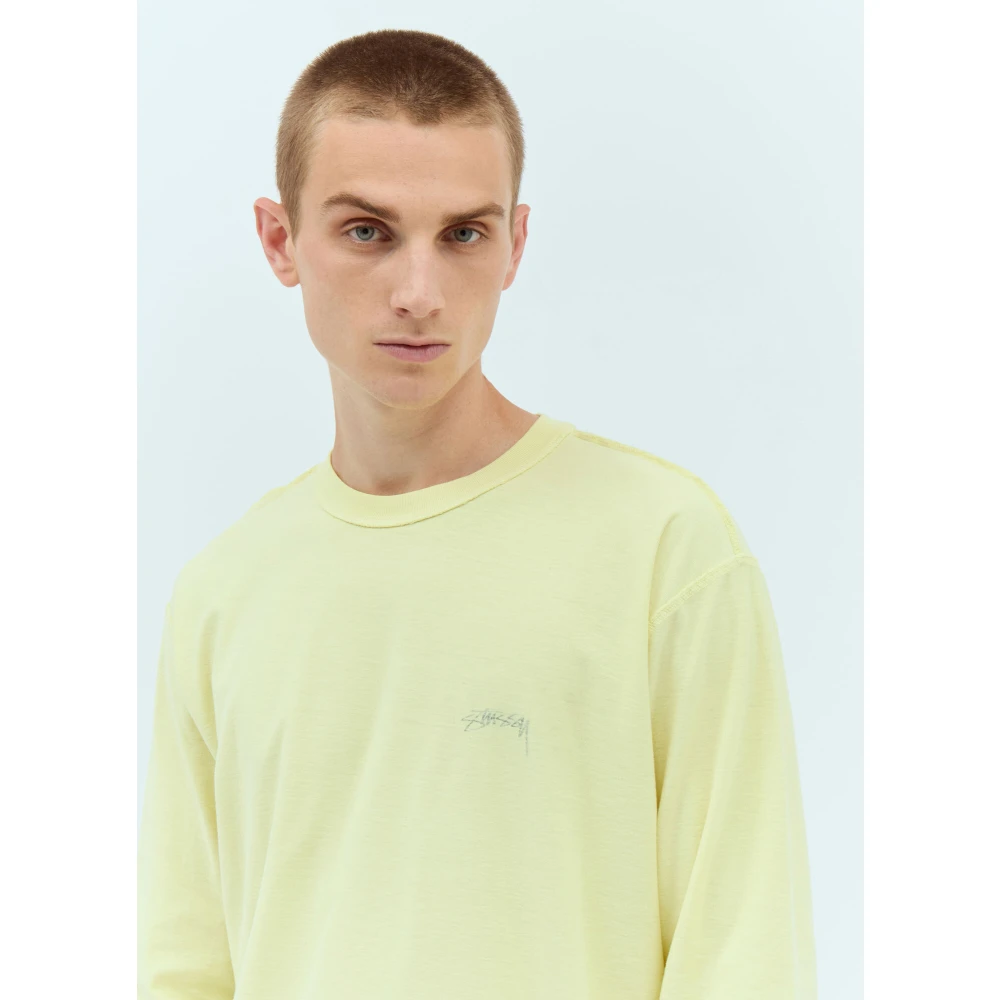 Stüssy Comfortabele Katoenen Lazy T-Shirt Yellow Heren