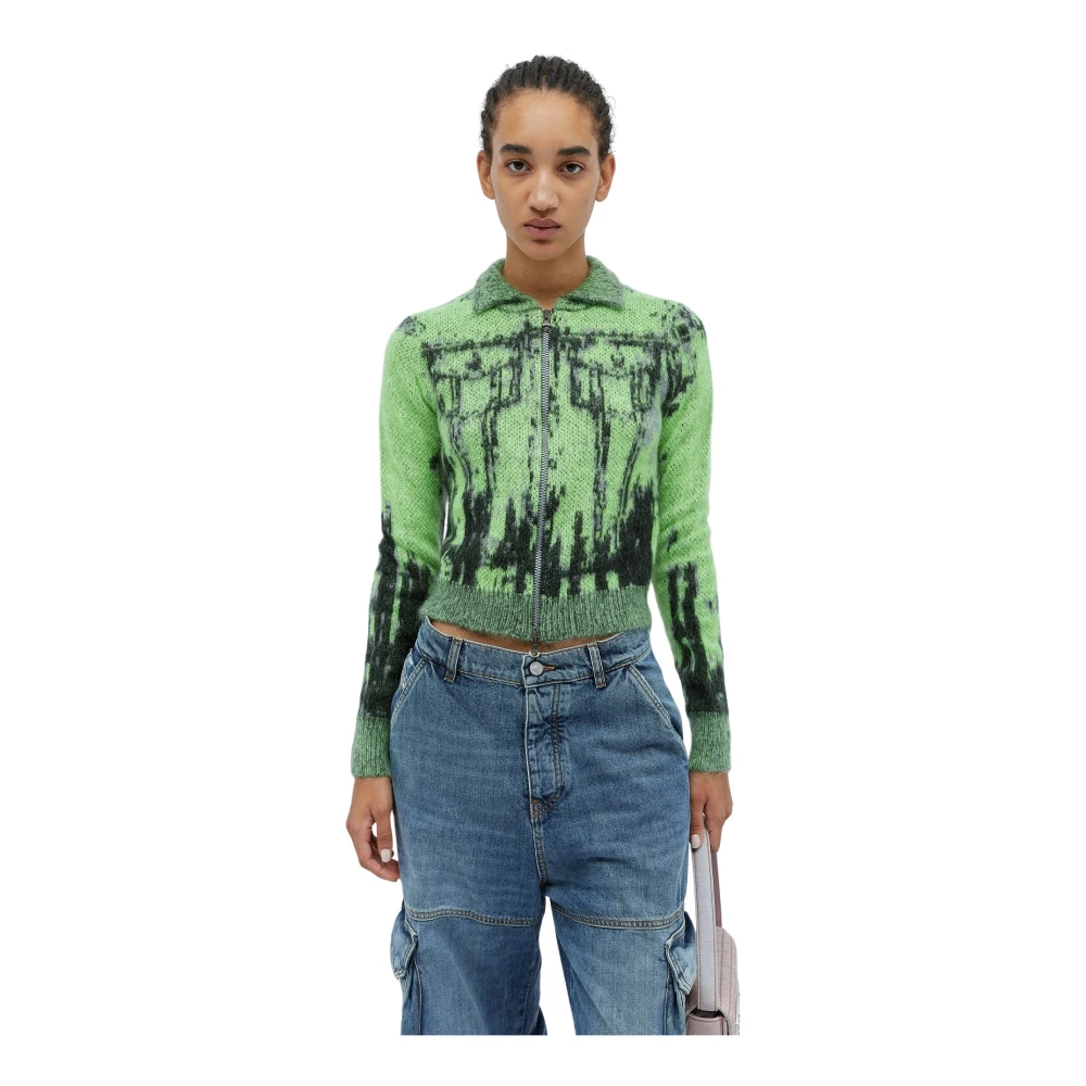 Diesel Women's Green Cardigans, S, M-Taphos Fuzzy Jumper