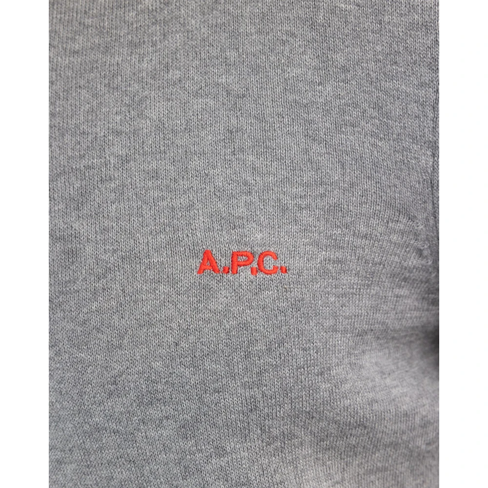 A.p.c. Grijze Crewneck Sweater Geborduurd Logo Gray Heren