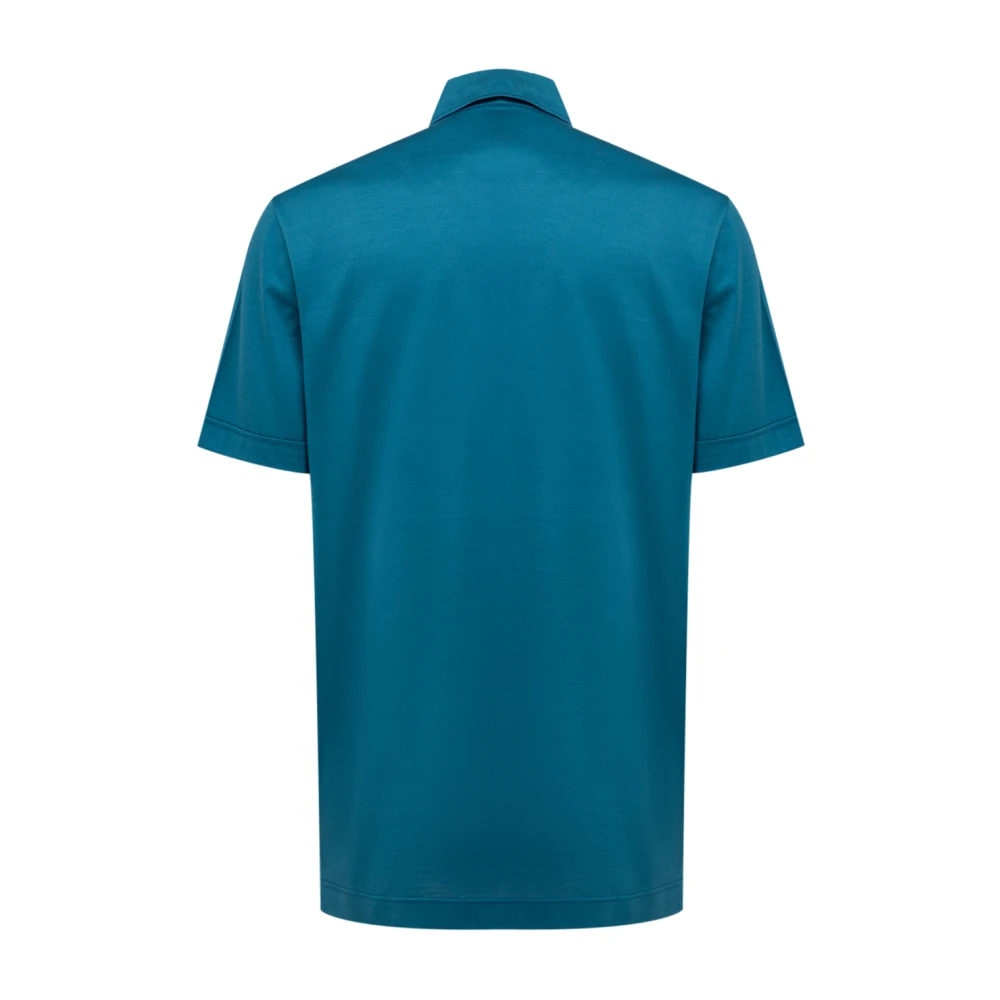 Canali Korte Mouw Hemelsblauw Overhemd Blue Heren