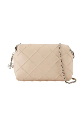 Quiltad Lammskinn Crossbody Väska i