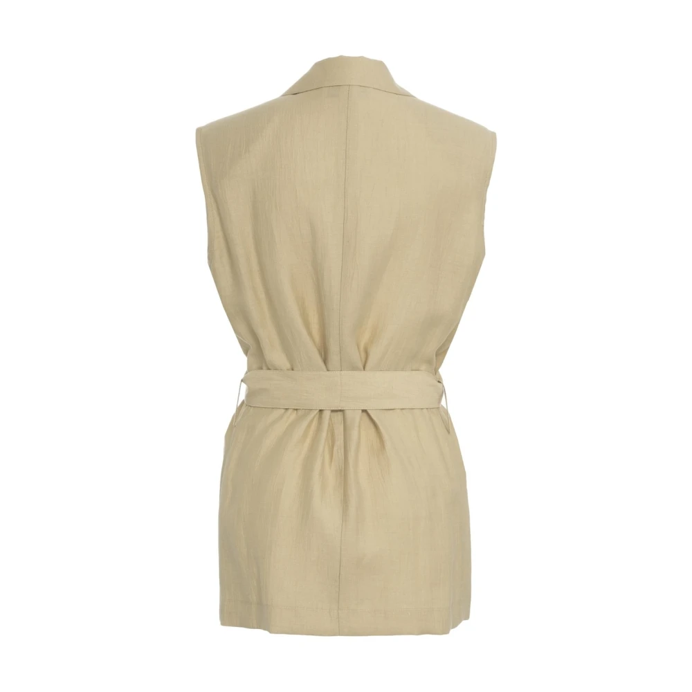 Kaos Beige Blazer met Tailleband Beige Dames