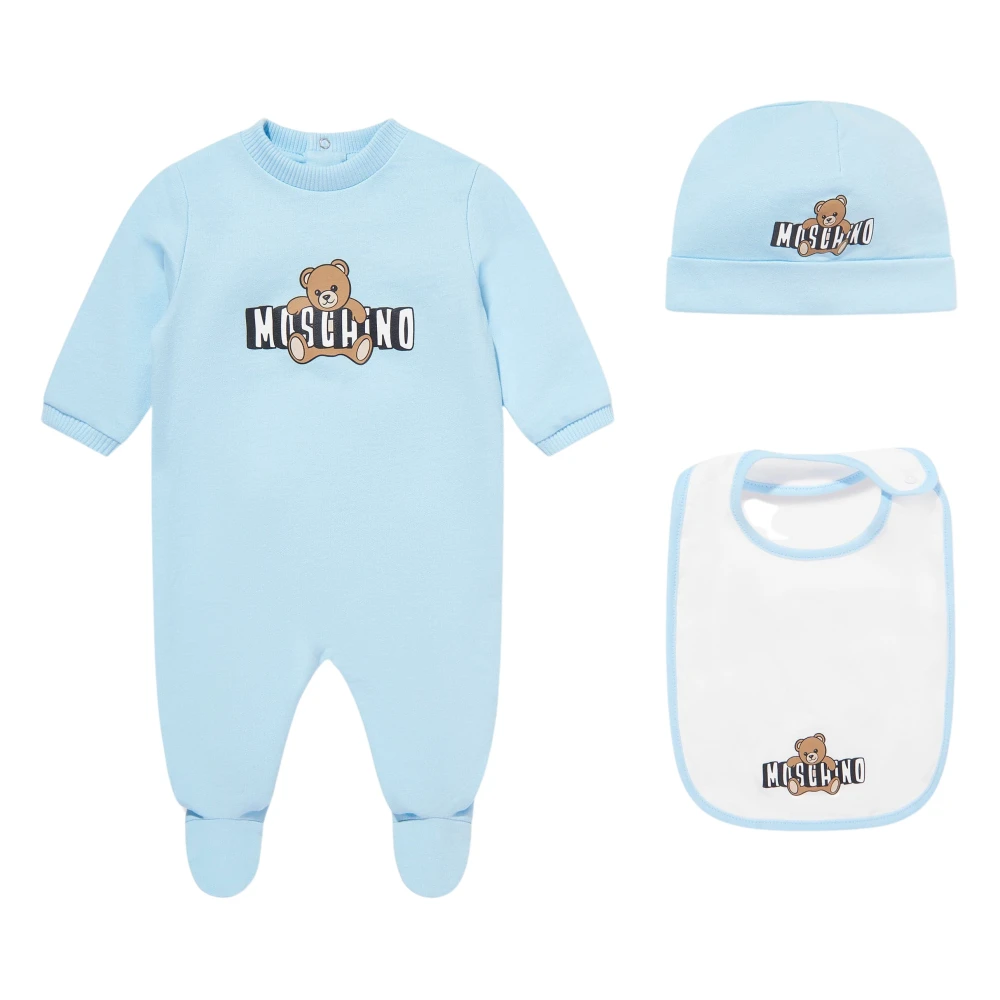 Moschino Men's Blue Teddy Bear Logo Babygrow Set