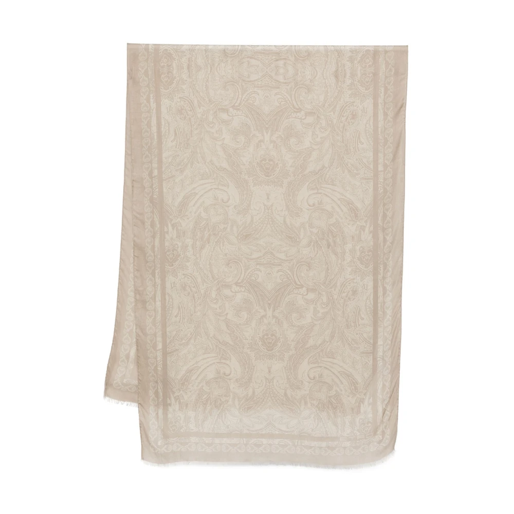 ETRO Gedrukte Beige Kasjmiermix Sjaal Brown Heren
