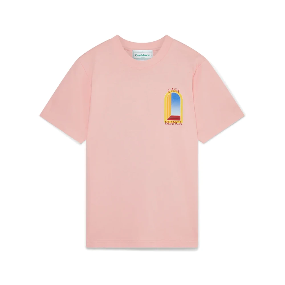 Casablanca Lichtroze Biologisch Katoenen T-Shirt met Bedrukte Illustratie Pink Heren