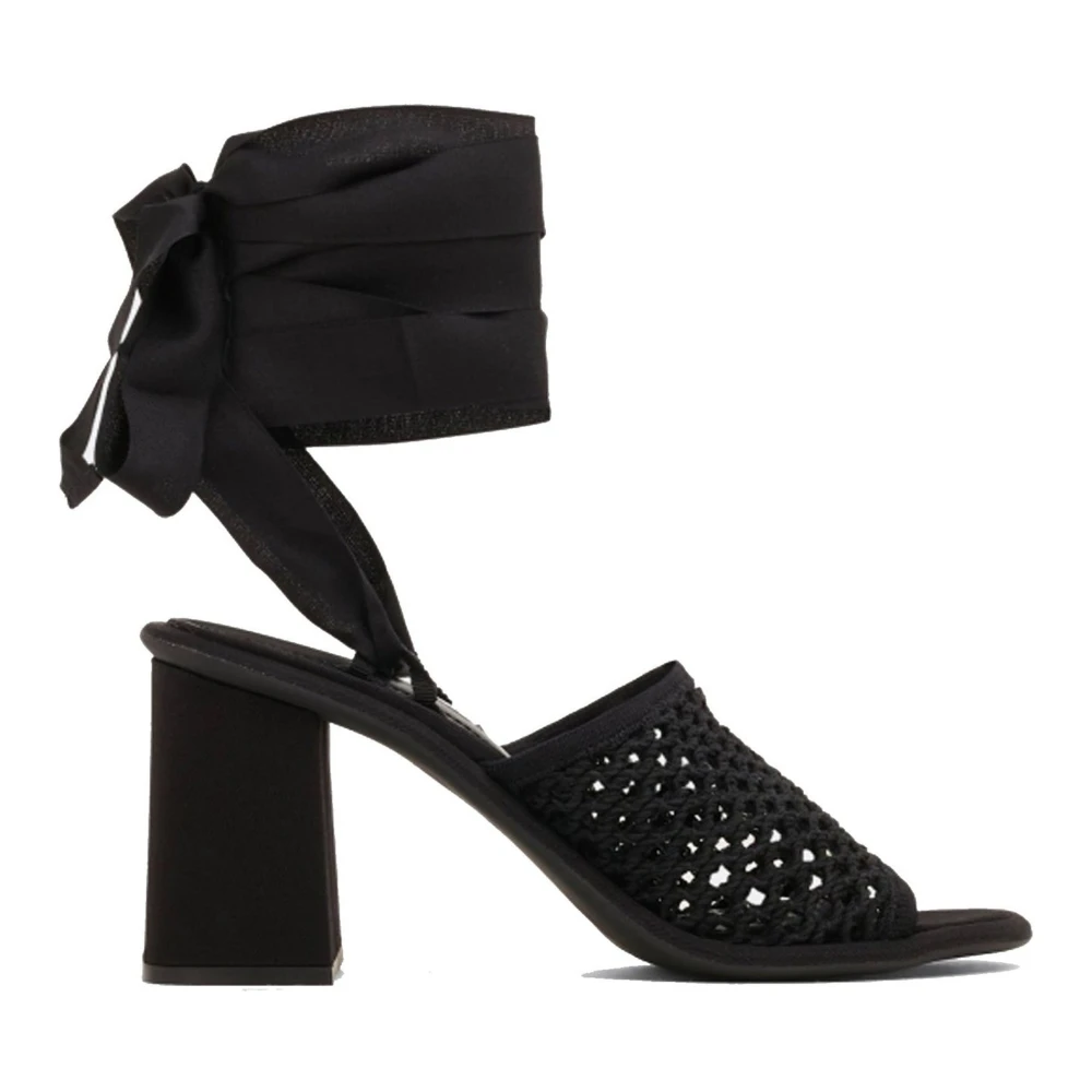 Miu Miu Women's Black High Heel Sandals,, Macramé Sandals Size 4 Uk