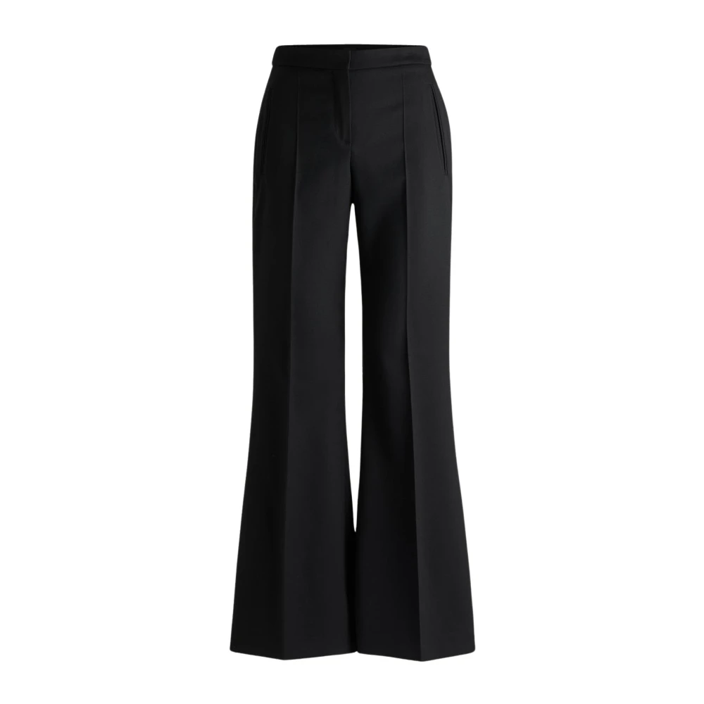 Hugo Black Formal Straight Fit Flared Trousers - Female - Wide Trousers - 2XL - Trousers