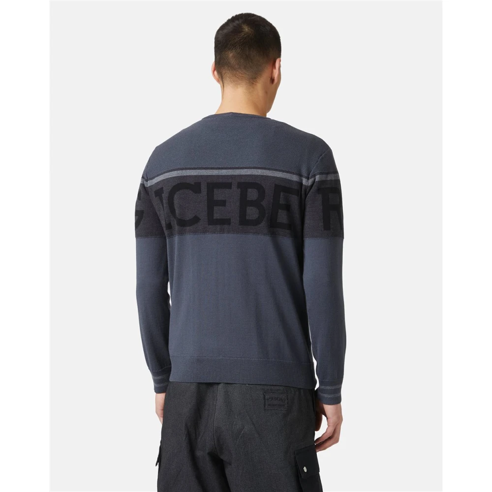 Iceberg Wollen trui met logo Gray Heren