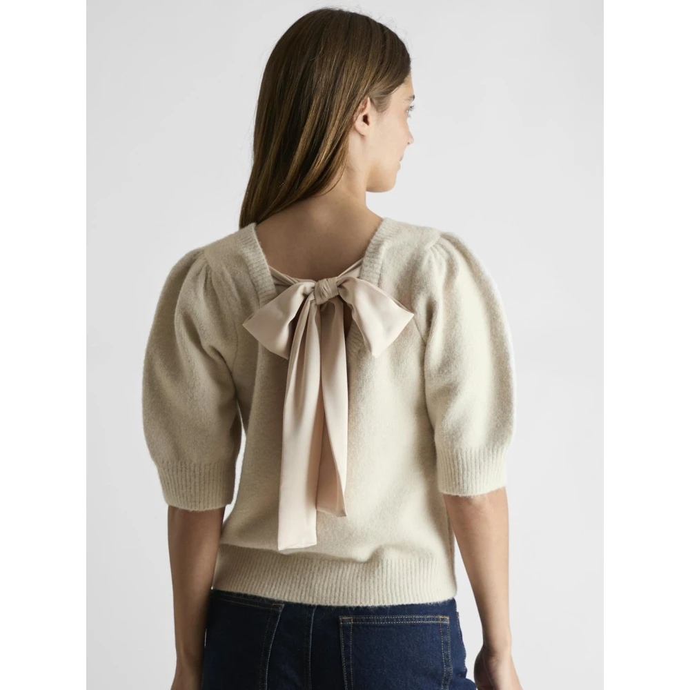 NEO NOIR Martha Bow Knit Trui Beige Dames