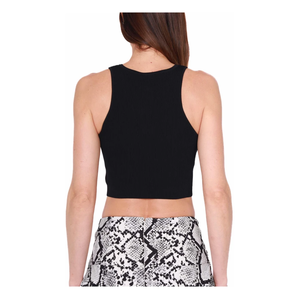 Elisabetta Franchi Geribbeld Zwart Geknipt Top Black Dames