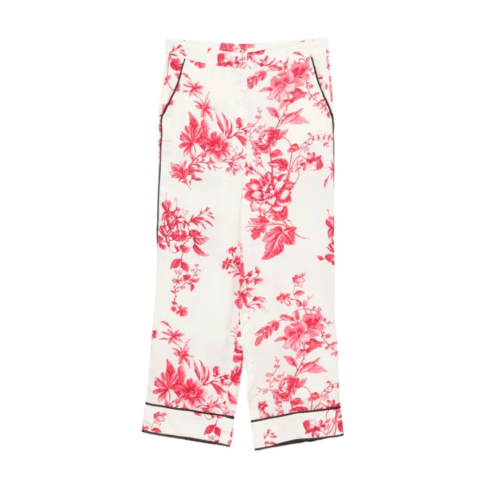Liu Jo Women's Red Wide Trousers, M, Printed Satin Trousers