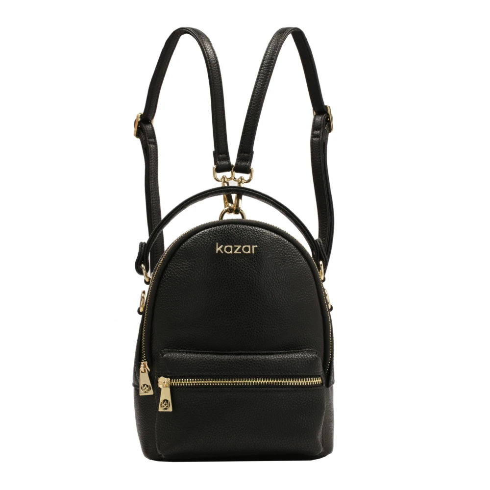 Kazar Zwarte leren 2-in-1 rugzak Black Dames