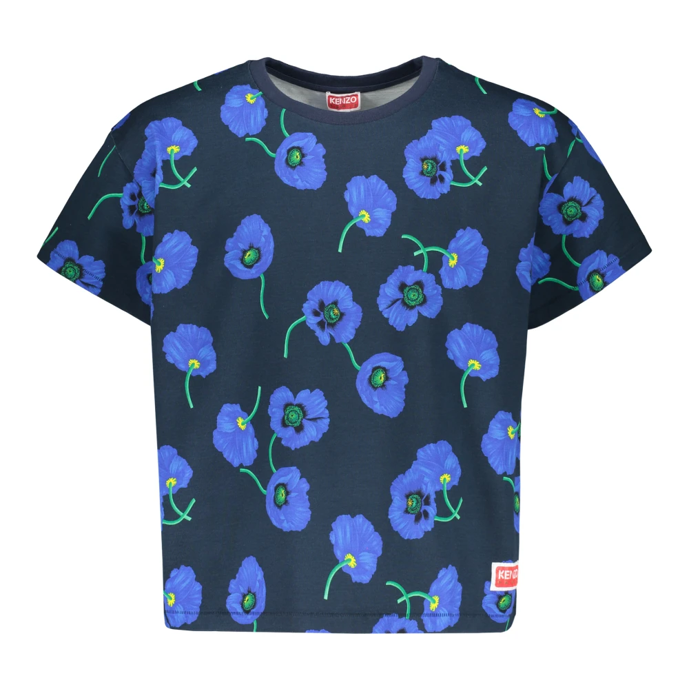 Kenzo Bloemenprint Katoenen T-shirt Blue Heren