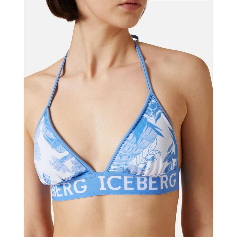 Iceberg Roma Print Swim Triangle Top Blue Dames