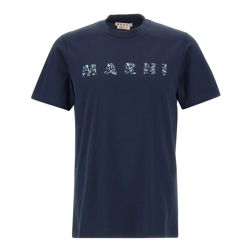 Marni katoenen t-shirt met bedrukt patroon Blue Heren