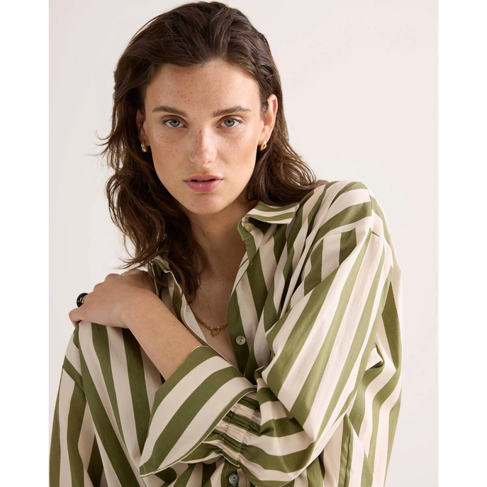 Summum Woman Gestreepte lange mouw blouse Green Dames