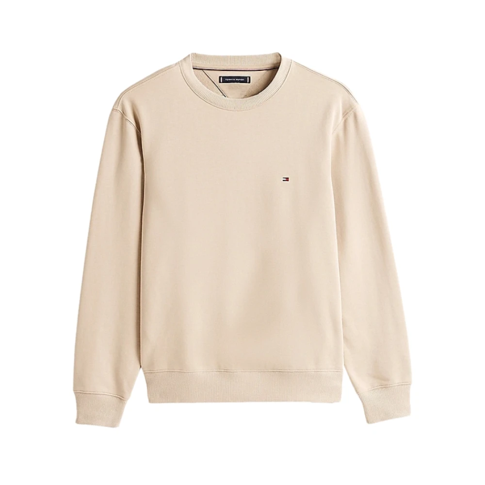Tommy Hilfiger Beige Crewneck Sweatshirt met Geborduurd Logo Beige Heren