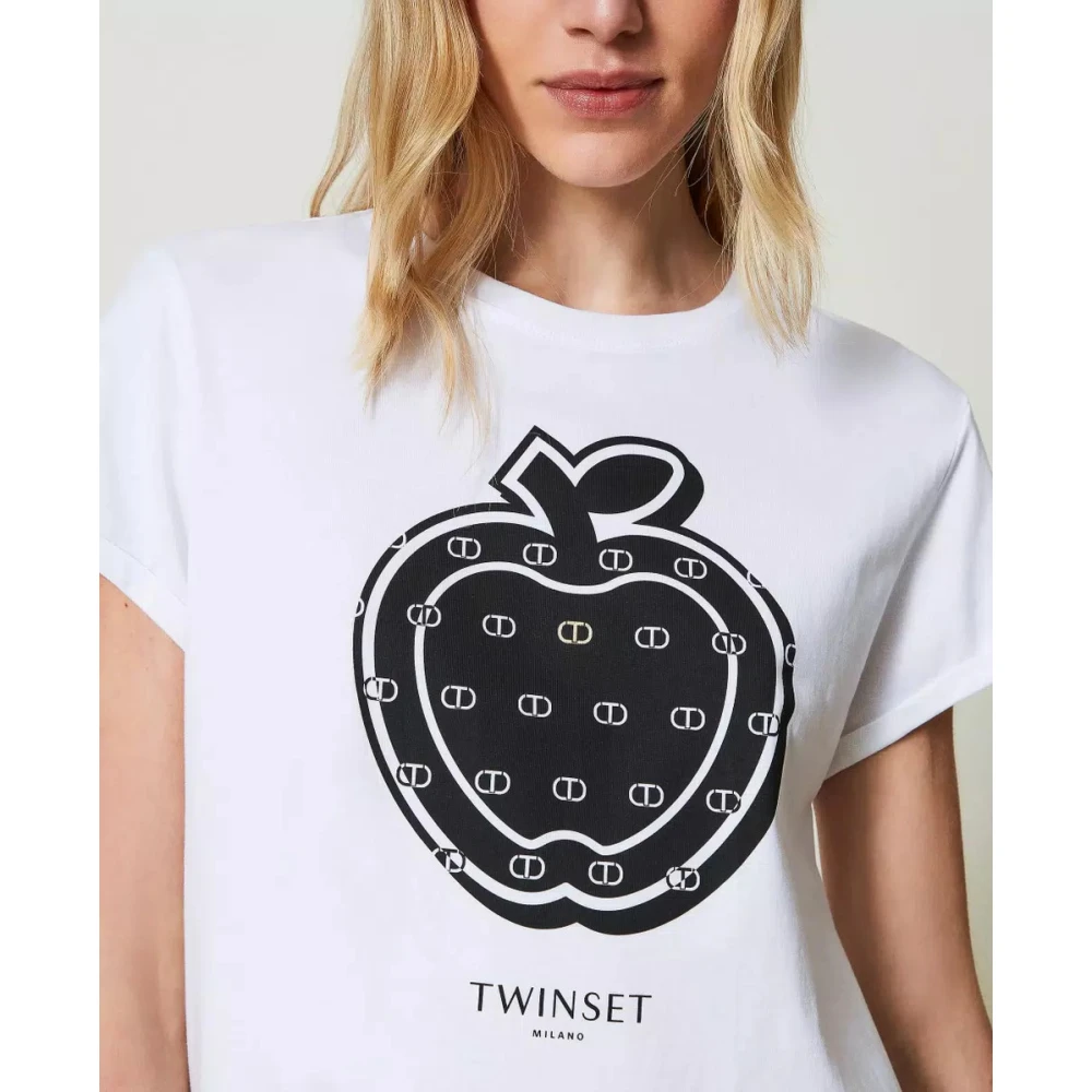 Twinset T-Shirt met bedrukt logo White Dames