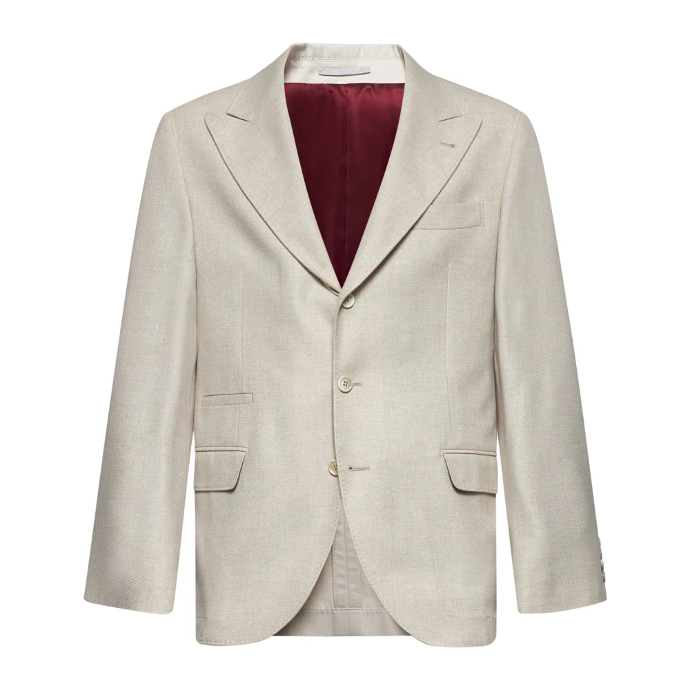 BRUNELLO CUCINELLI Beige Wollen Blend Blazer Jas Beige Heren