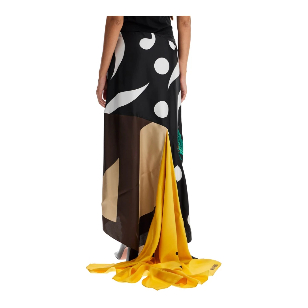 Moschino Zijden Patchwork Asymmetrische Omslagrok Multicolor Dames