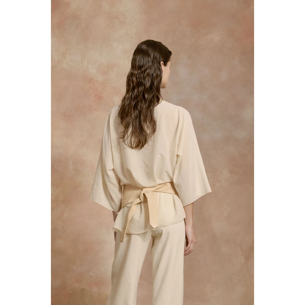 Cortana Zon ivoorkatoenen voile shirt Beige Dames