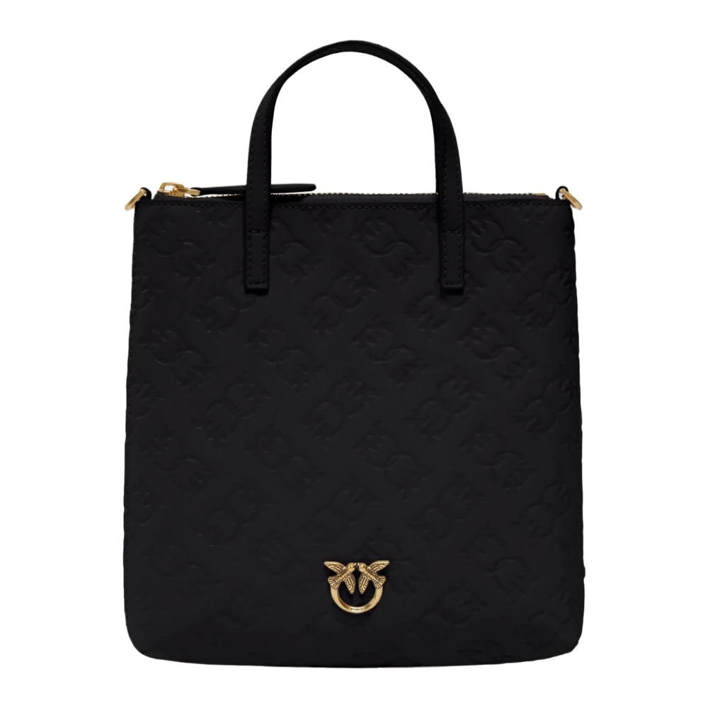 Pinko Leren Handtas Samenstelling Model 102746 Black Dames