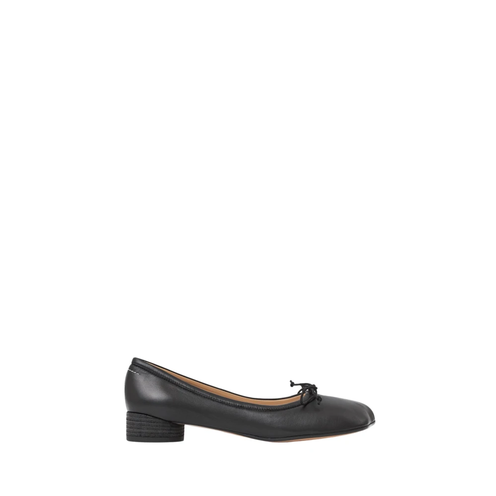 MM6 Maison Margiela Svarta Läder Ballerina Skor Black, Dam