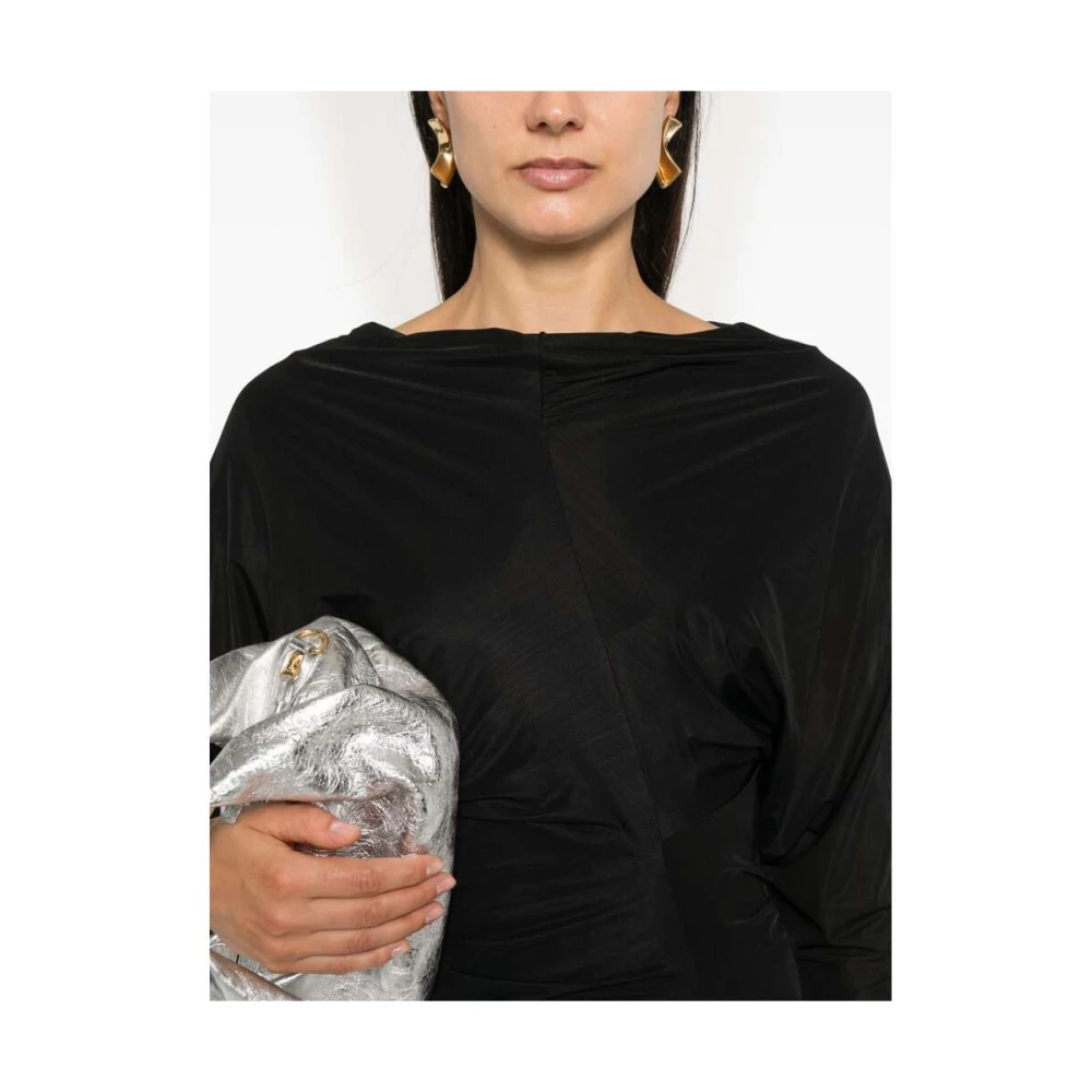 Dries Van Noten Zwarte Gedrapeerde Boothals Trui Black Dames
