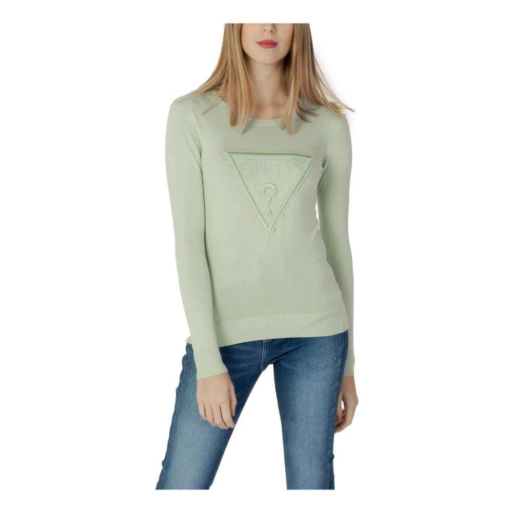 Guess Women's Green Round-Neck Knitwear,, Long Sleeve Knitwear Medium