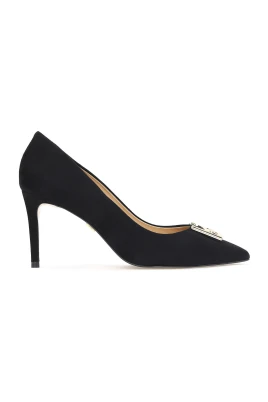 Svart Mocka Monogram Pumps