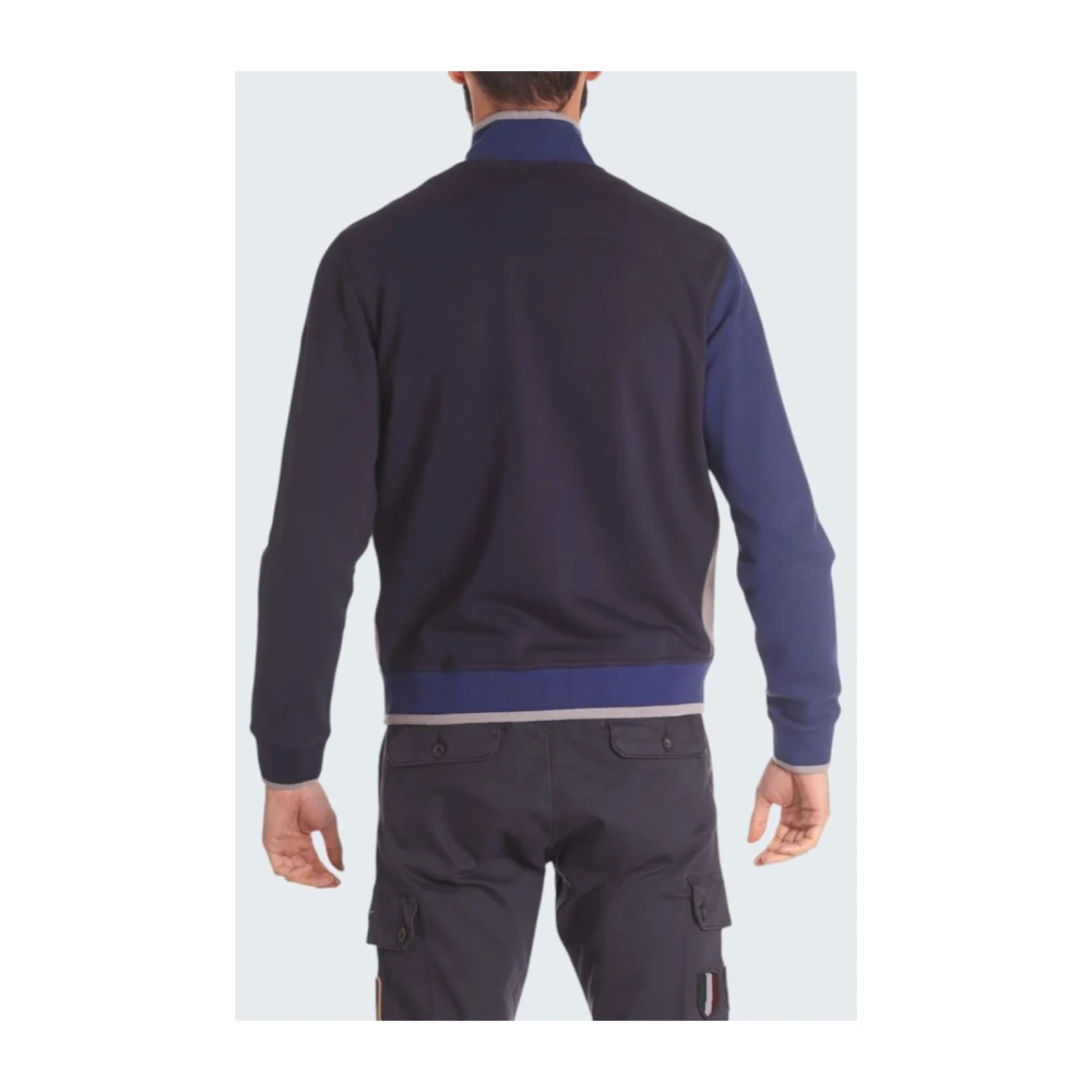 aeronautica militare Kleurrijke Katoenen Sweatshirt met Gouden Borduursel Blue Heren
