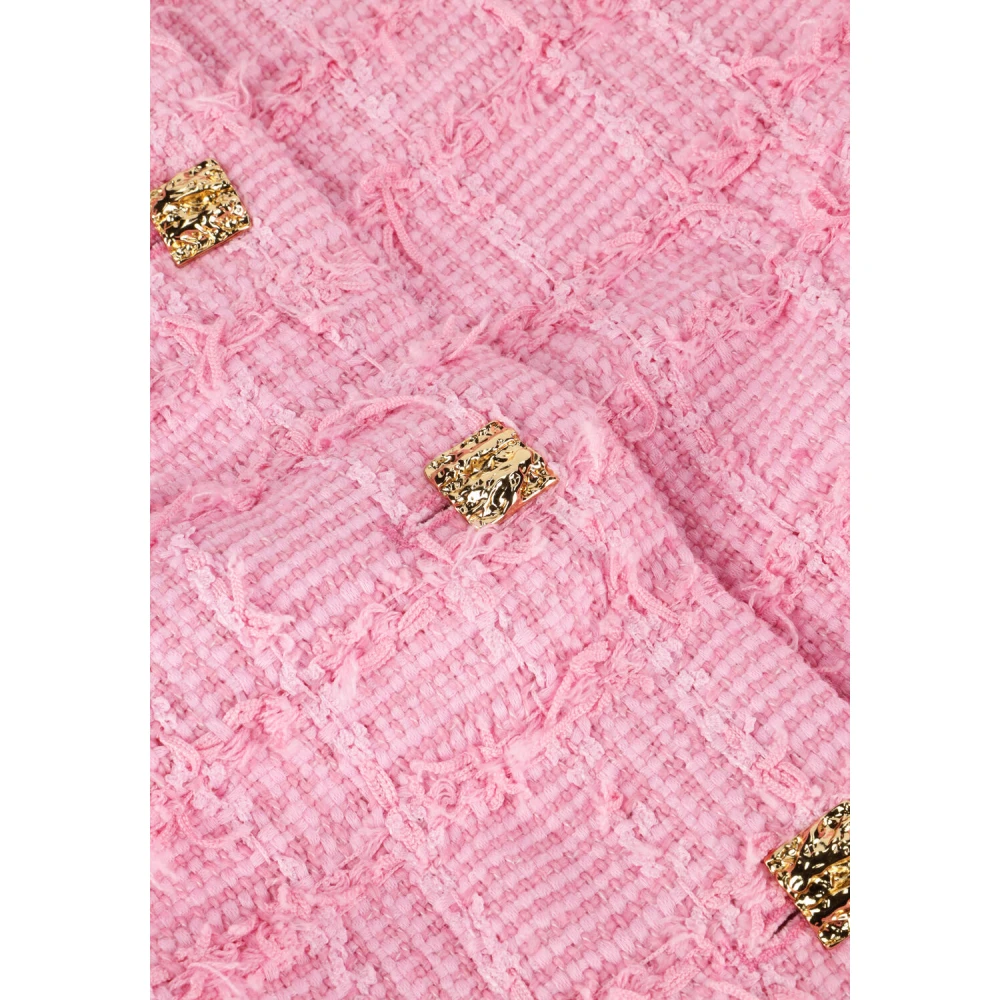 Co'Couture Geruite Bouclé Jas in Roze Pink Dames