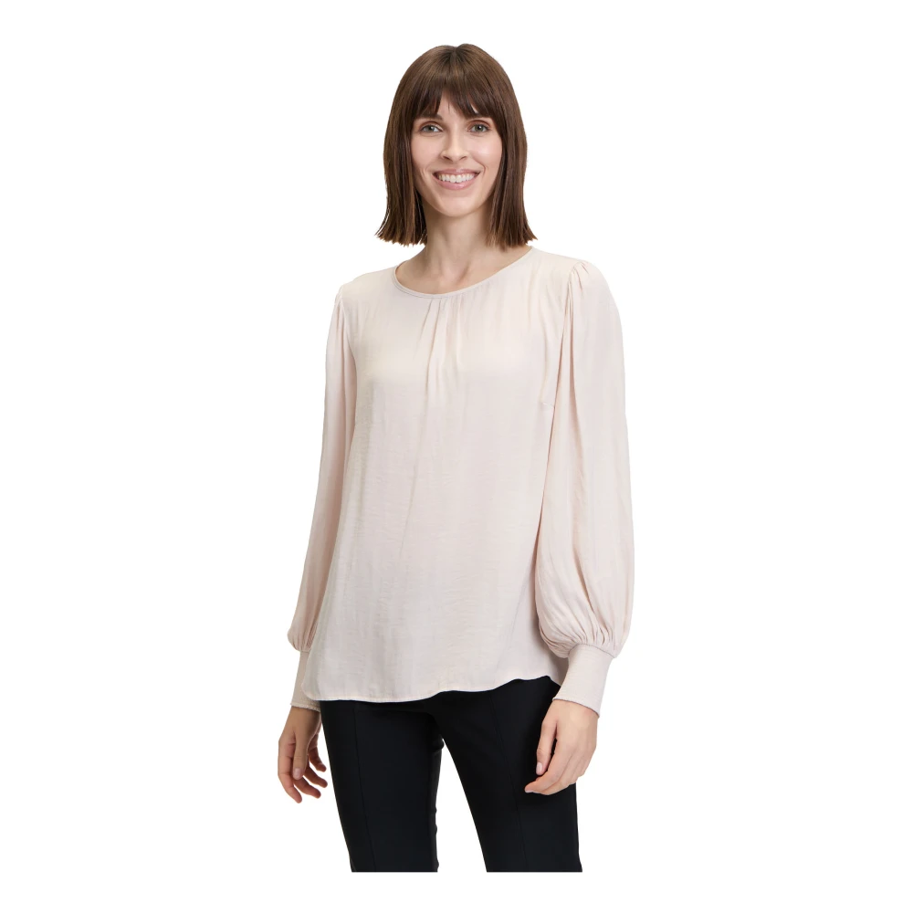 Betty Barclay Lange Mouw Satijnen Blouse Beige Dames