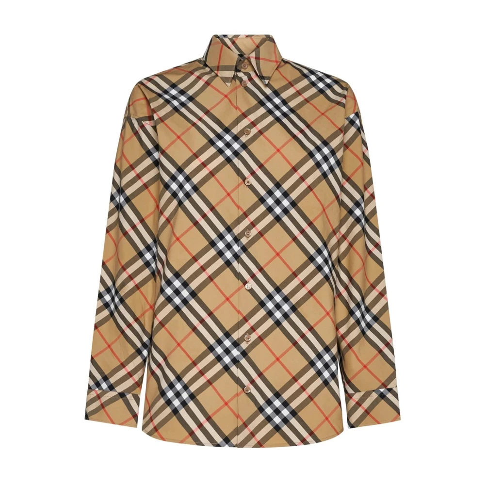 Burberry Women's Brown Shirts, 3XS, Cotton Shirt Stylish Aw24