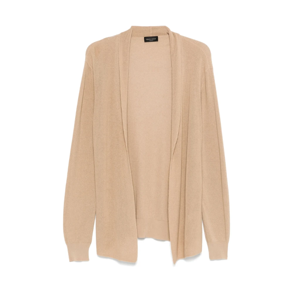 Roberto Collina Beige Ribgebreide Manchetten Trui met Lange Mouwen Brown Heren