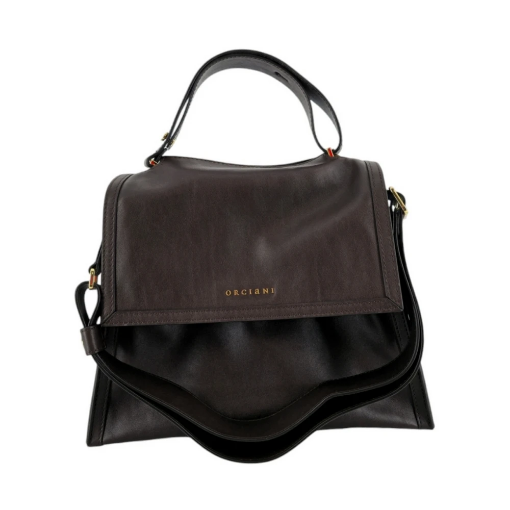 Orciani Donkerbruine Dames Leren Handtas Brown Dames