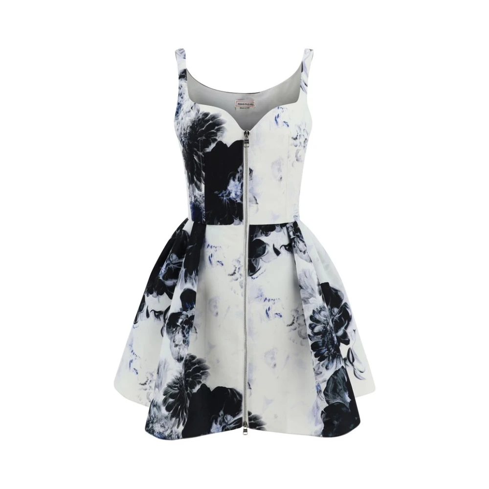 Alexander mcqueen Bloemen Mini Jurk met Ruches Zoom Multicolor Dames