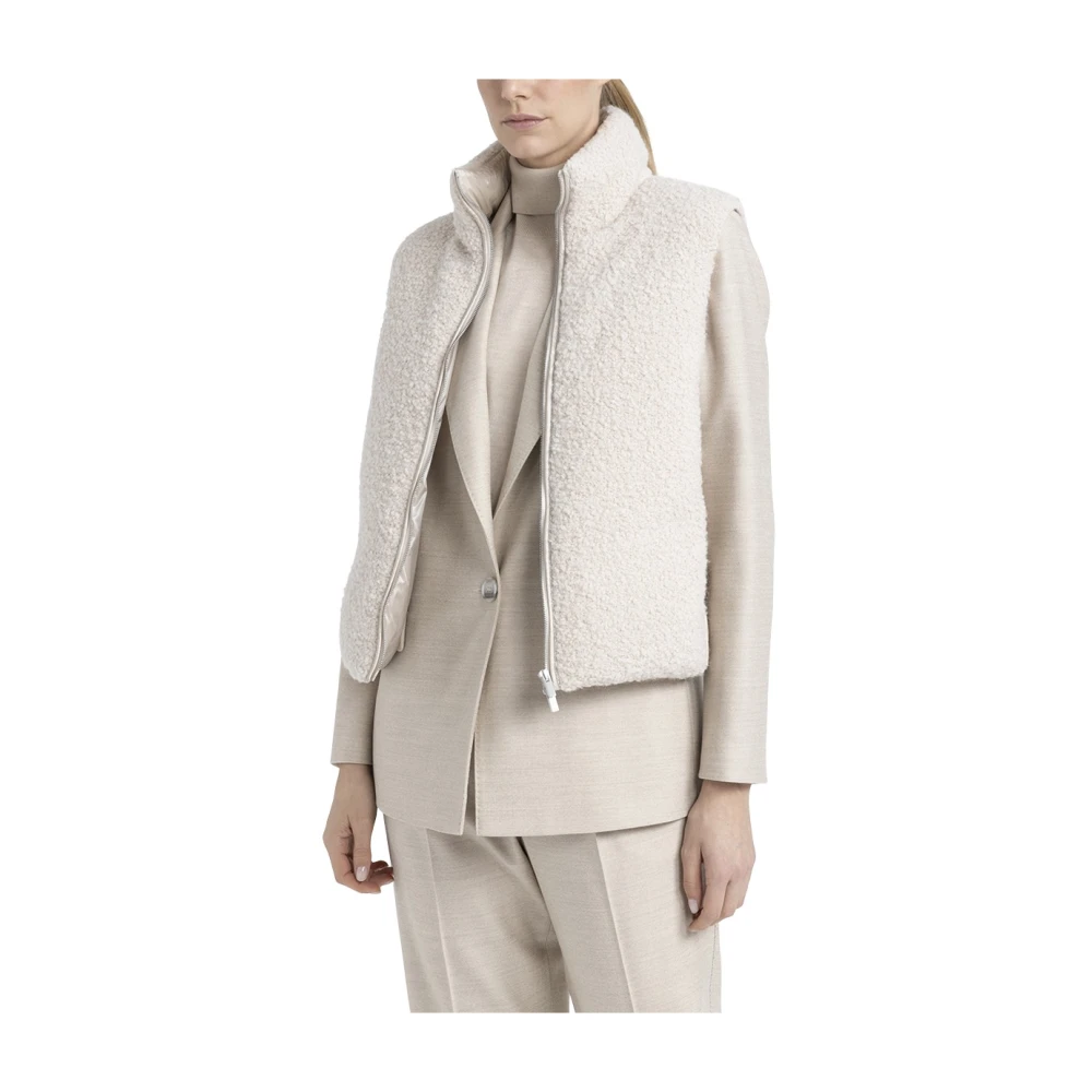 PESERICO Dons bodywarmer in zuivere wol en alpaca blend bouclé stof Beige Dames