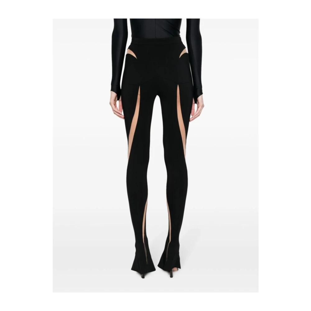 Mugler Flowing Cut Out Zwart Nude Broek Black Dames